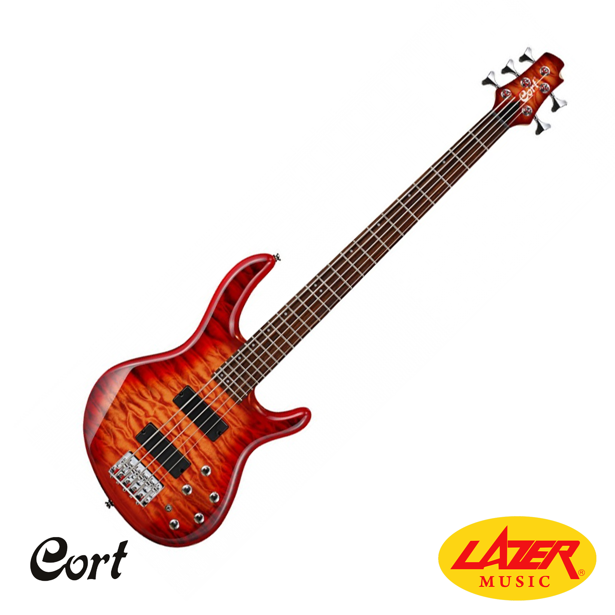 Cort Action DLX V Plus Bass Guitar (Red)
